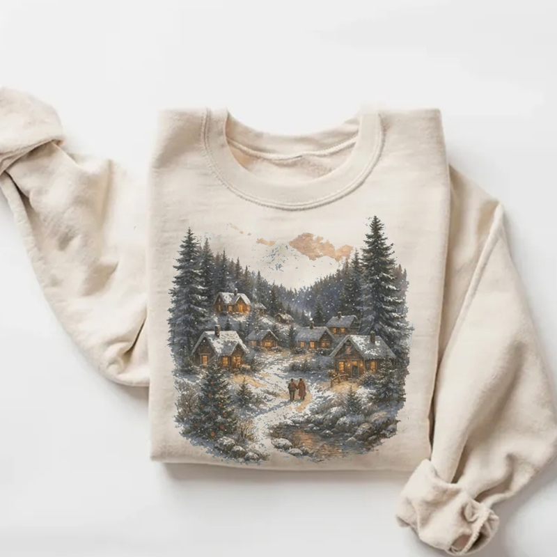 Retro Christmas Winter Village Sweatshirt