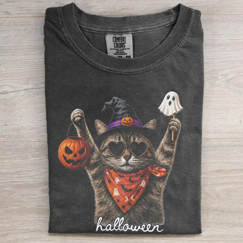 Halloween Witch Cat T-Shirt