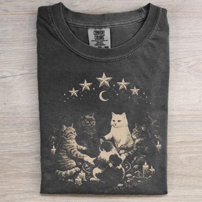 80s 90s Goth Cat Ritual T-shirt
