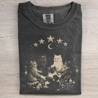 80s 90s Goth Cat Ritual T-shirt