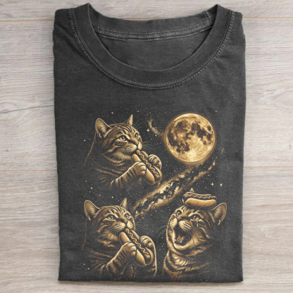 Three Cat Moon Hotdog T-shirt