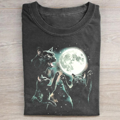 Vintage Black Cat Moon T-Shirt