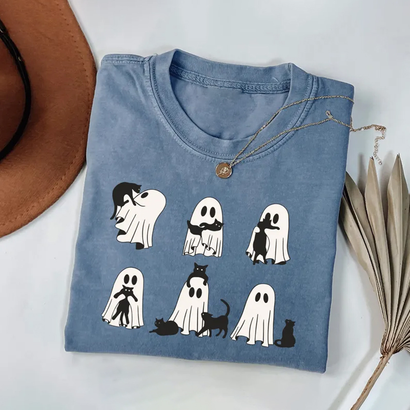 lack Cat Ghost T-shirt