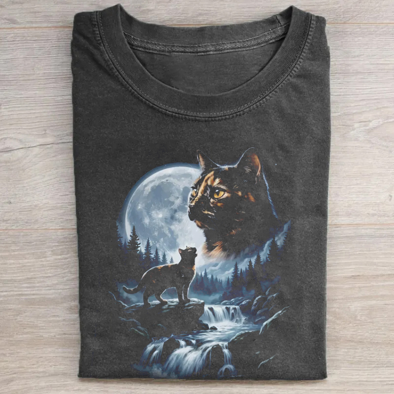 Tortoiseshell Cat Howling to the Moon T-shirt