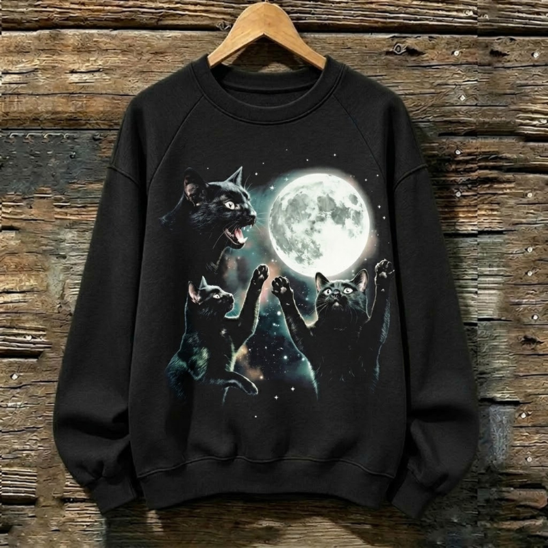 Vintage Black Cat Moon Sweatshirt