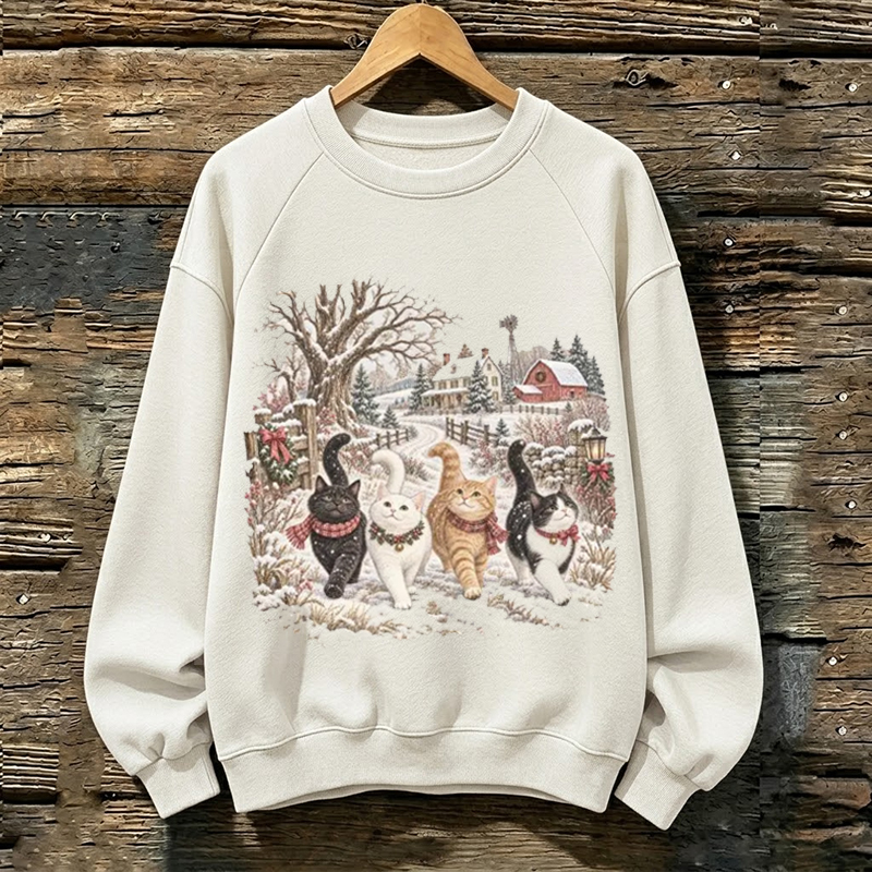 Vintage Christmas Cats Sweatshirt