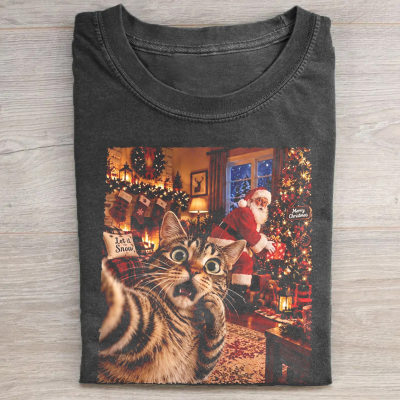 Funny Christmas Cat T-shirt