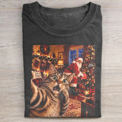 Funny Christmas Cat T-shirt
