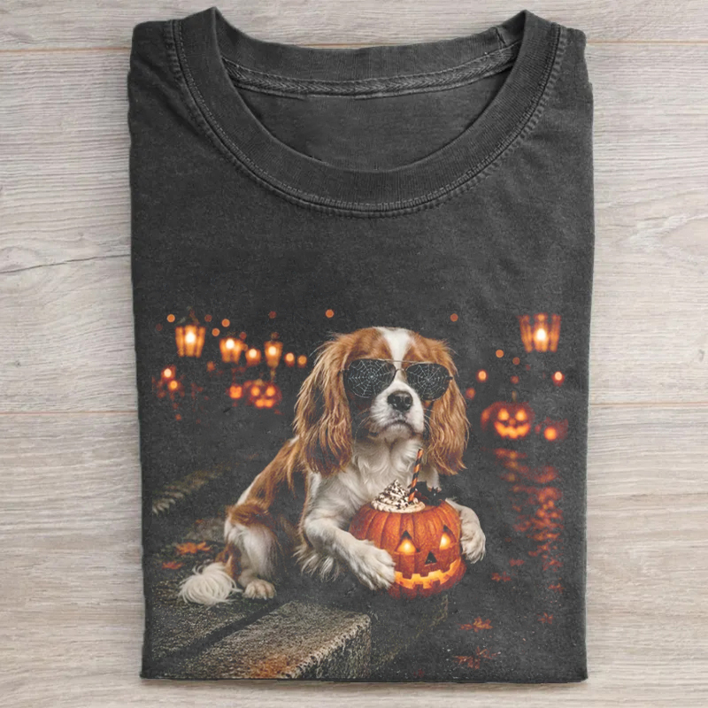 Silly Cavalier King Charles Ghost Halloween T-Shirt