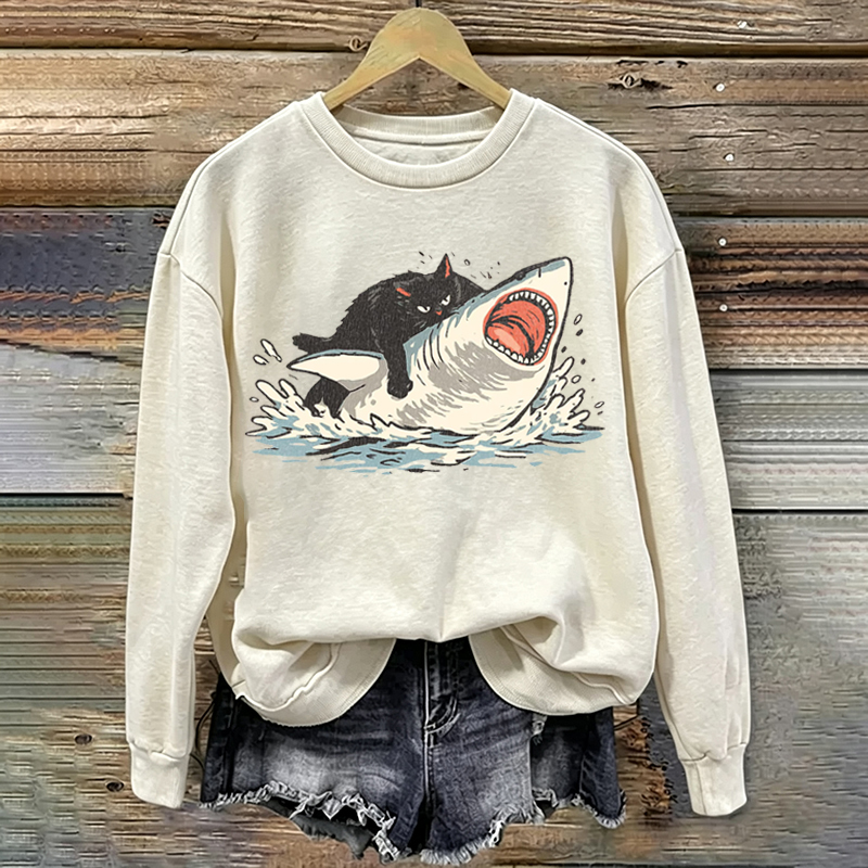 Fat Cat Vs Shark Sweatshirt