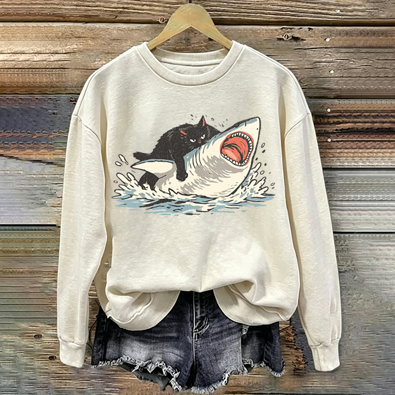 Fat Cat Vs Shark Sweatshirt