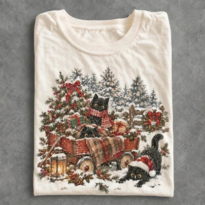 Vintage Christmas Cat T-shirt