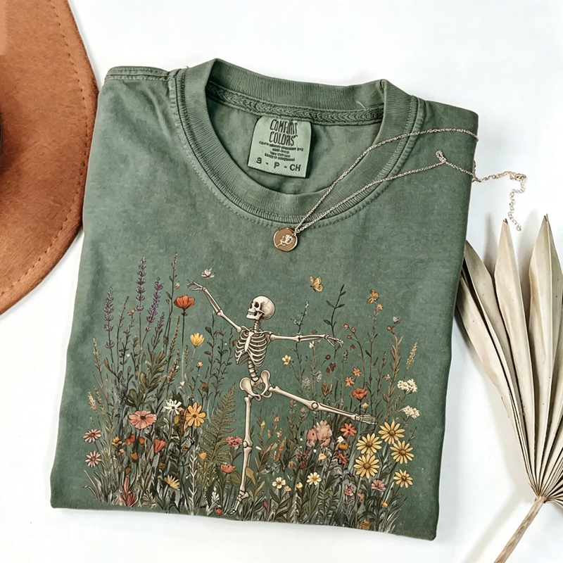 Skeleton Dancing Arabesque Wildflower T-Shirt