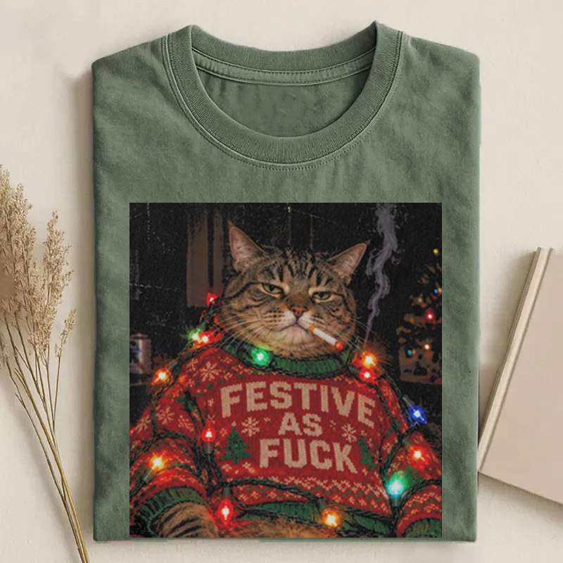Funny Christmas Cat T-shirt