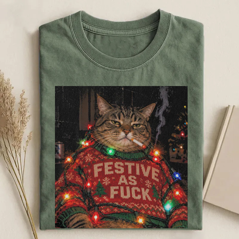 Funny Christmas Cat T-shirt