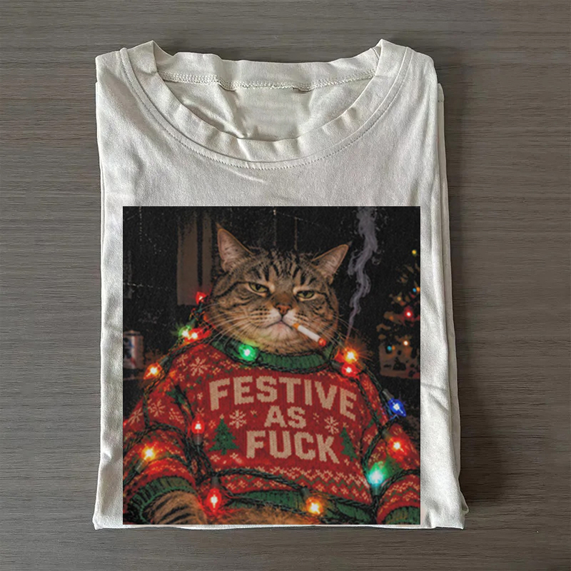 Funny Christmas Cat T-shirt