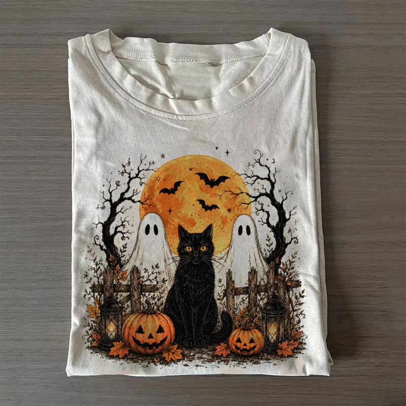 Black Cat Shirt Spooky Season T-shirt
