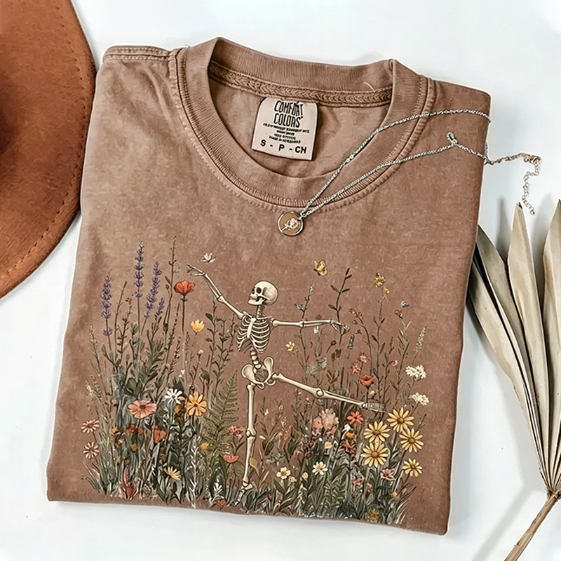 Skeleton Dancing Arabesque Wildflower T-Shirt