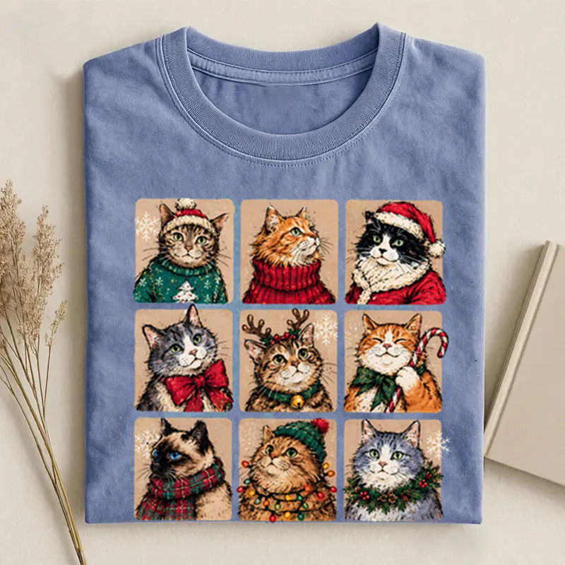 Vintage Christmas Cats T-shirt