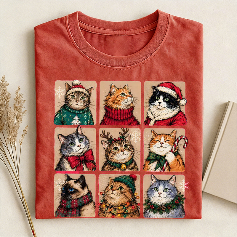 Vintage Christmas Cats T-shirt