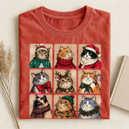 Vintage Christmas Cats T-shirt