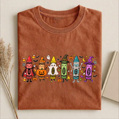 Halloween Crayon Teacher T-shirt