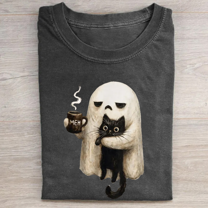 Ghost Cat Spooky Black Cat T-shirt