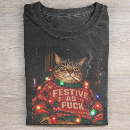 Funny Christmas Cat T-shirt