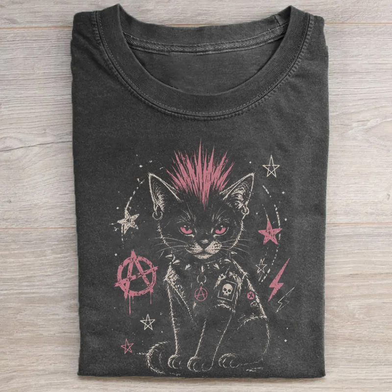 Funny Punk Cat T-shirt