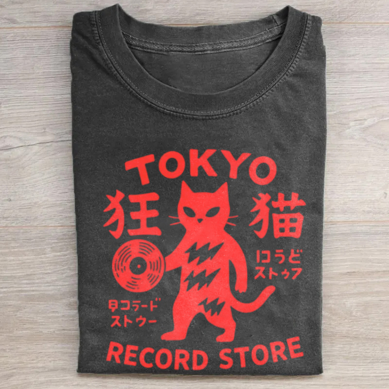 Tokyo Record Store Cat T-shirt