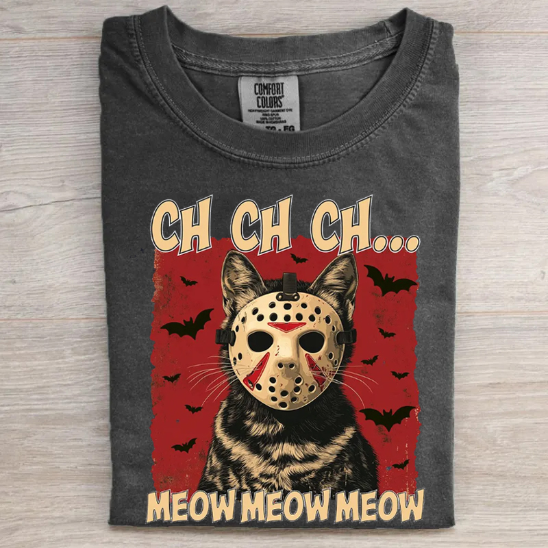 Halloween Retro Black Cat Killer Horror T-shirt