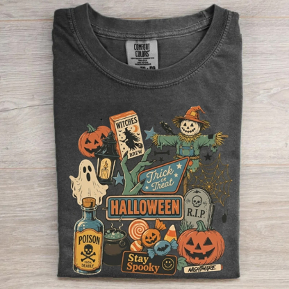 Vintage Halloween \Pumpkin Ghost Scarecrow T-Shirt