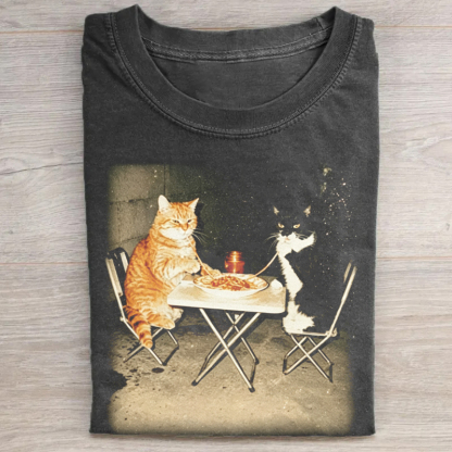Vintage Cats Eating Spaghetti T-shirt