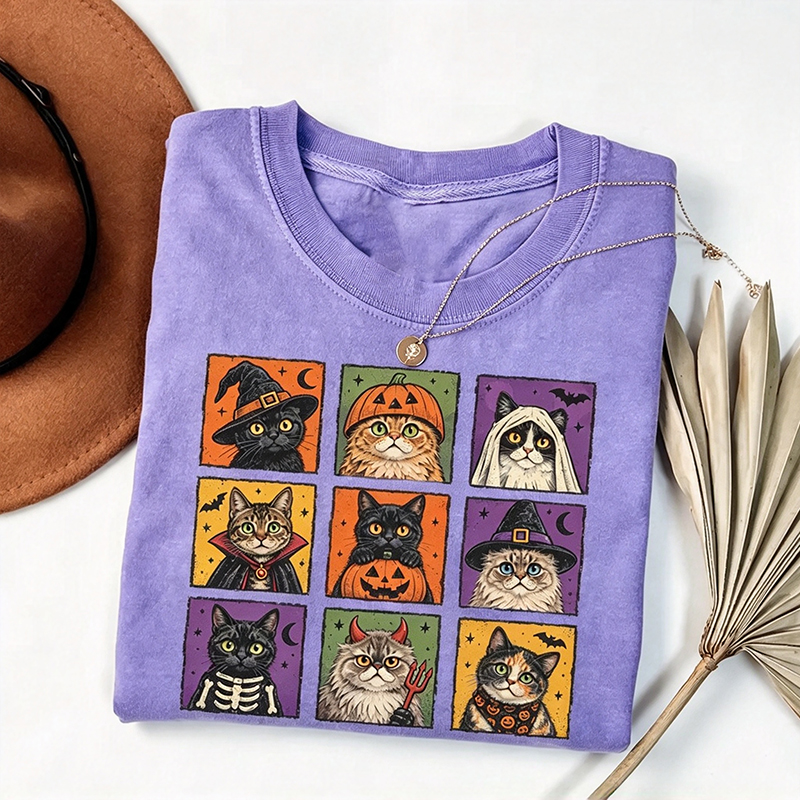 Halloween Cat Graphic T-shirt
