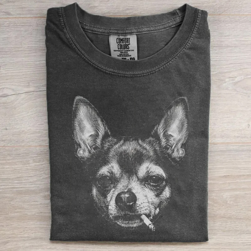Vintage Smoking Chihuahua T-shirt