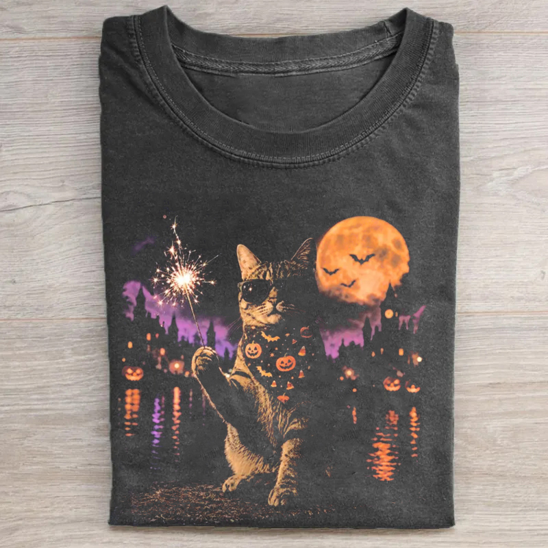Witch Cat Halloween T-Shirt