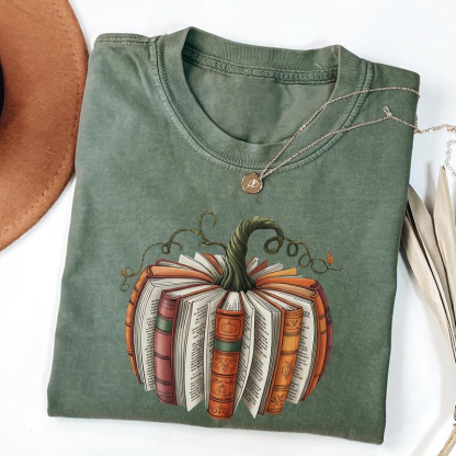 Fall Book Pumpkin T-shirt