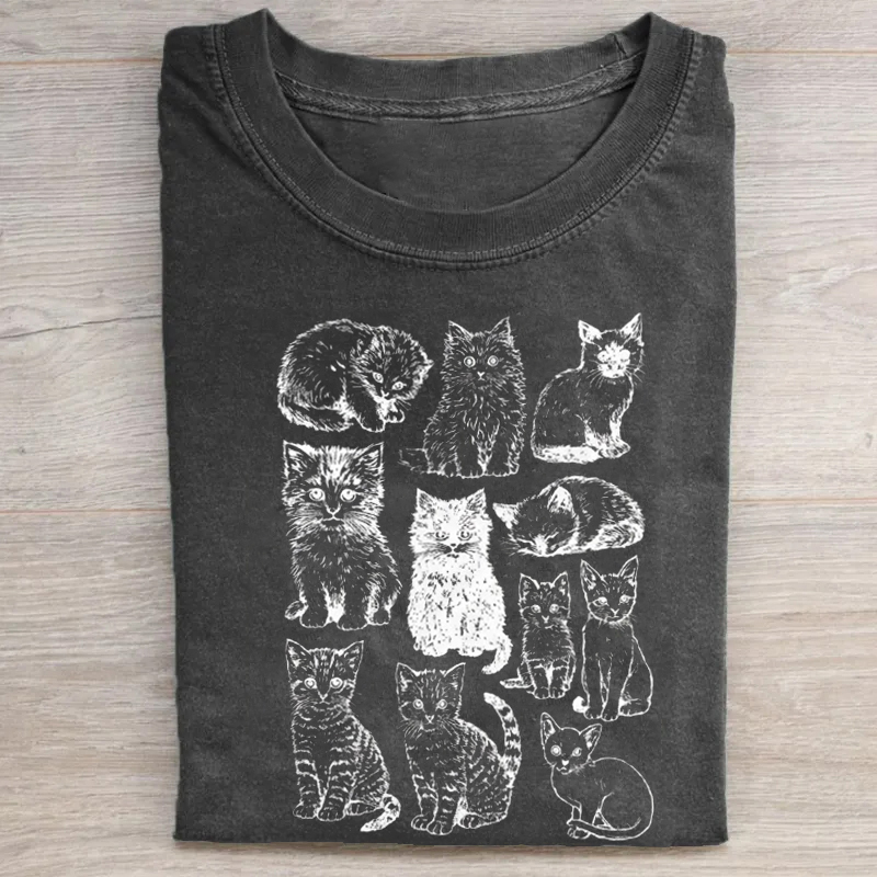 Cats 90s Vintage Tattoo Style T-shirt