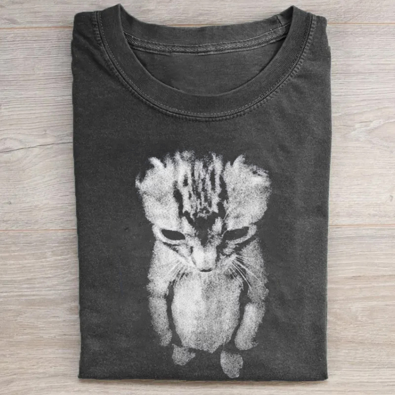 Sad Kitten Meme Standing Cat T-shirt