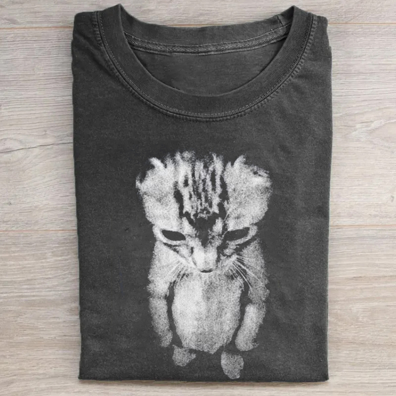 Sad Kitten Meme Standing Cat T-shirt