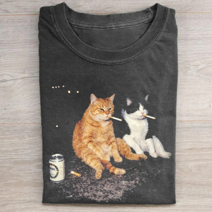 Smoking Cats Graphic T-shirt