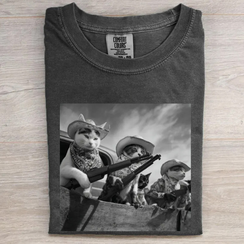 Funny Cat Vintage Cowboy T-shirt