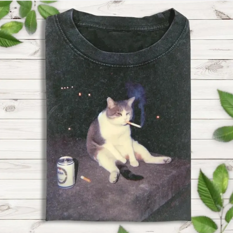 Funny Smoking Cat Meme T-shirt