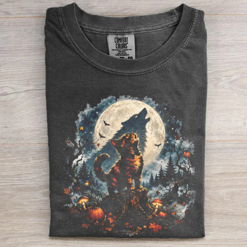 Halloween Werewolf Cat T-shirt