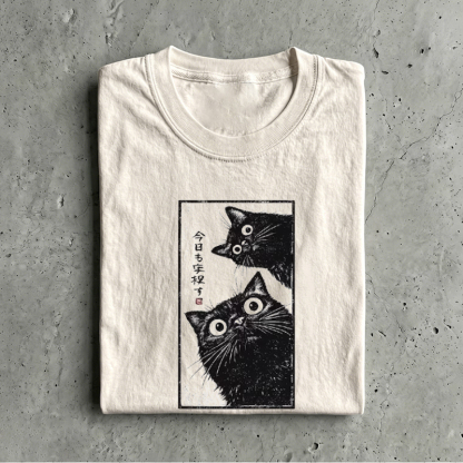 Japanese Cat Washed T-Shirt