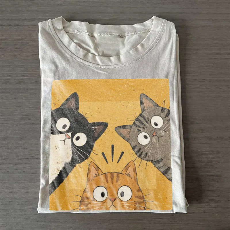 Vintage Funny Curious Cats T-Shirt