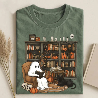 Retro Ghost Reading T-Shirt