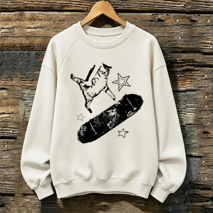 skateboard cat Sweatshirt