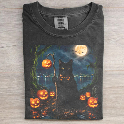 Vintage Black Cat Halloween T-shirt