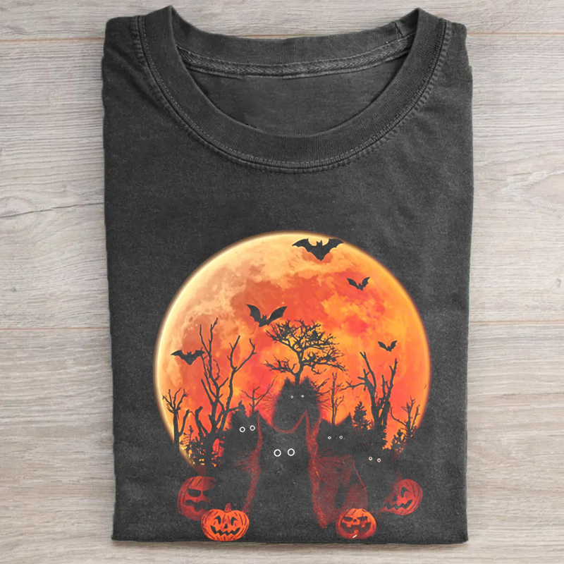 Halloween Black Cat Pumpkin T-Shirt